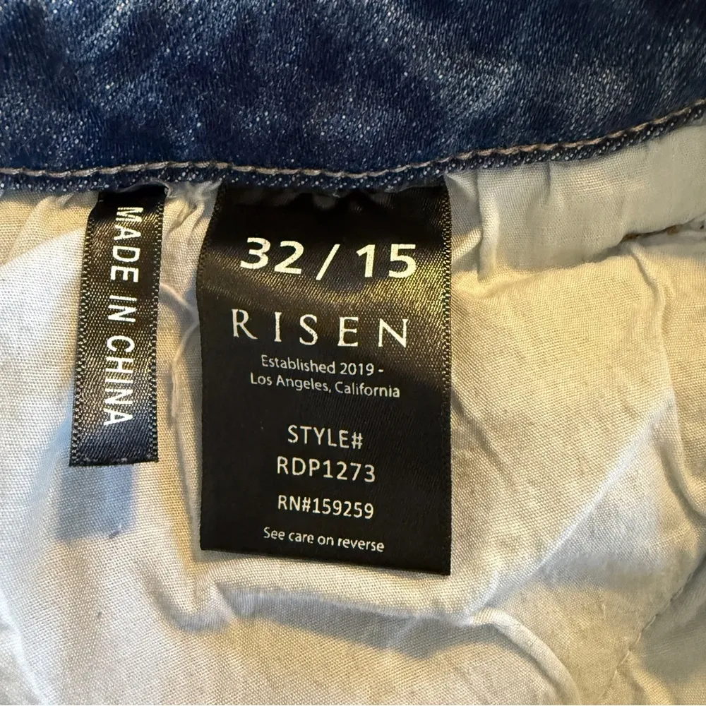 Risen High Rise Distressed Relaxed Fit Skinny Jeans Women’s size 32/15 Blue - Image 9