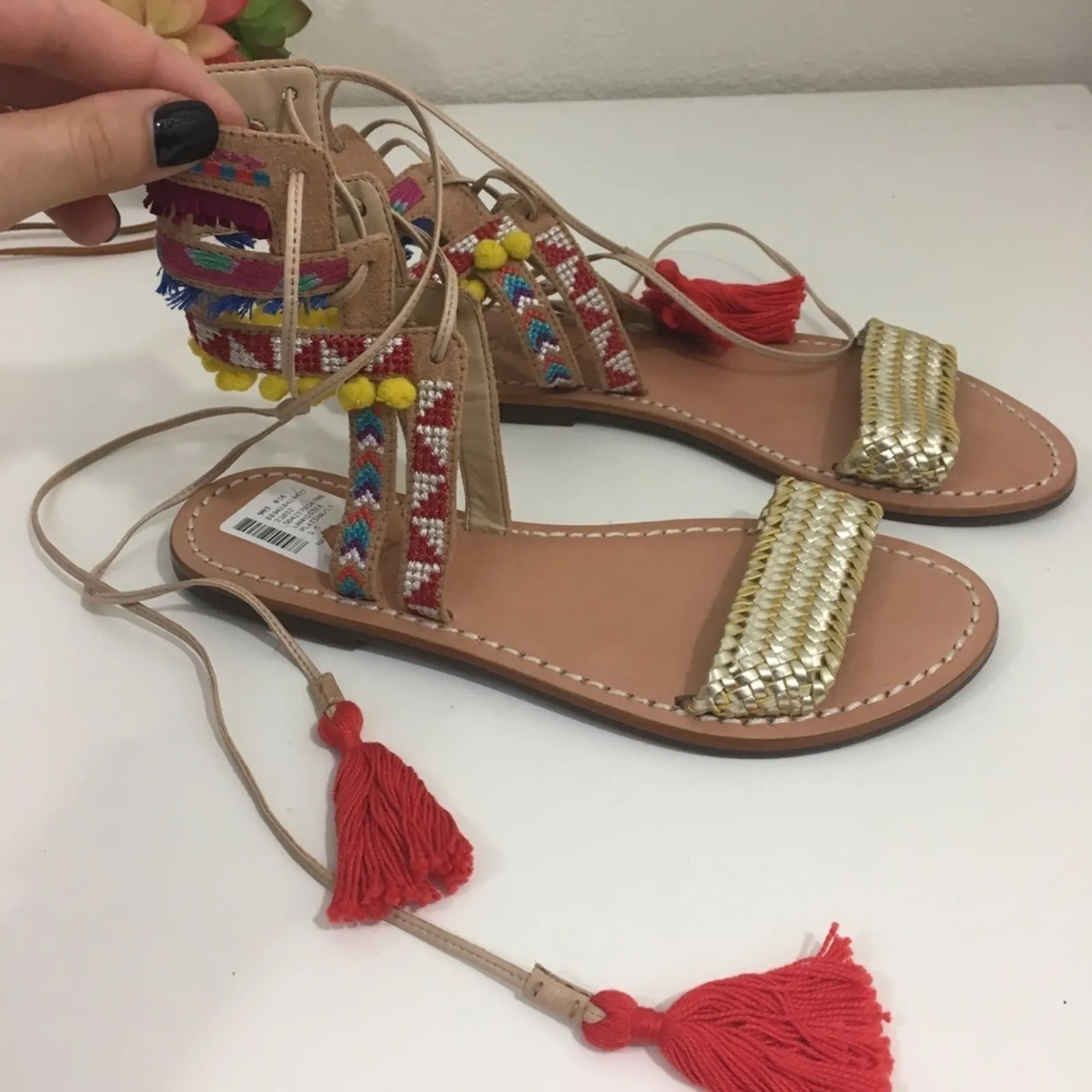 NWT Schutz strappy Lannister embroidered sandals - Image 2