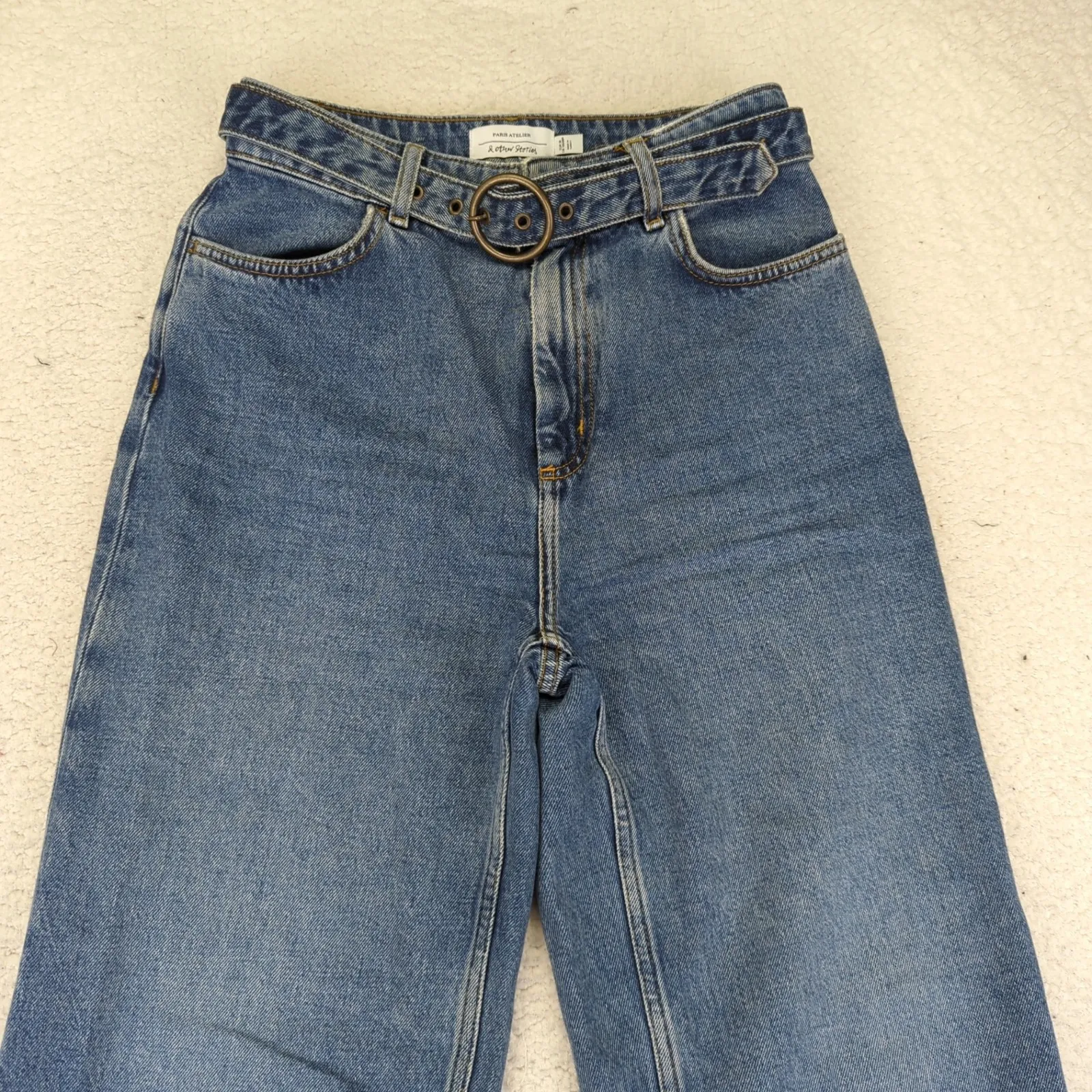 &‎ Other Stories Paris Atelier Wide Leg Denim Jeans Belt Small EU Size 36 Blue - Image 3
