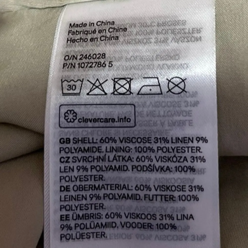 H&M Women's Beige Linen Side Zip Slit Casual Mini Straight Pencil Skirt Size 6 - Image 5