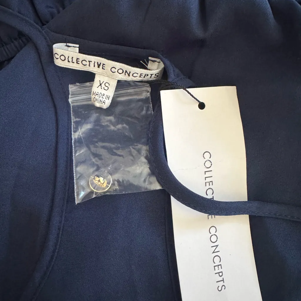 Collective Concepts Navy Blue Buttoned Casual Romper (NWT) - Image 3