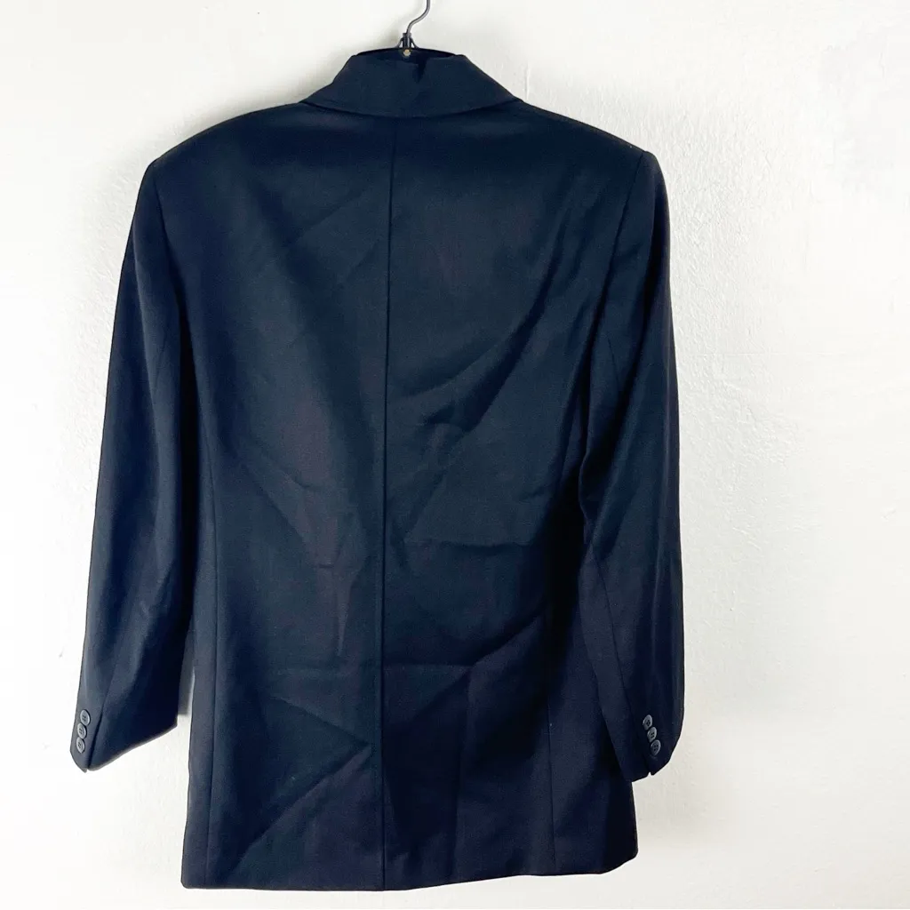 JAEGER Gaberdine Vintage 100% Wool Shawl Collar Single Button Lined Blazer 6 - Image 3