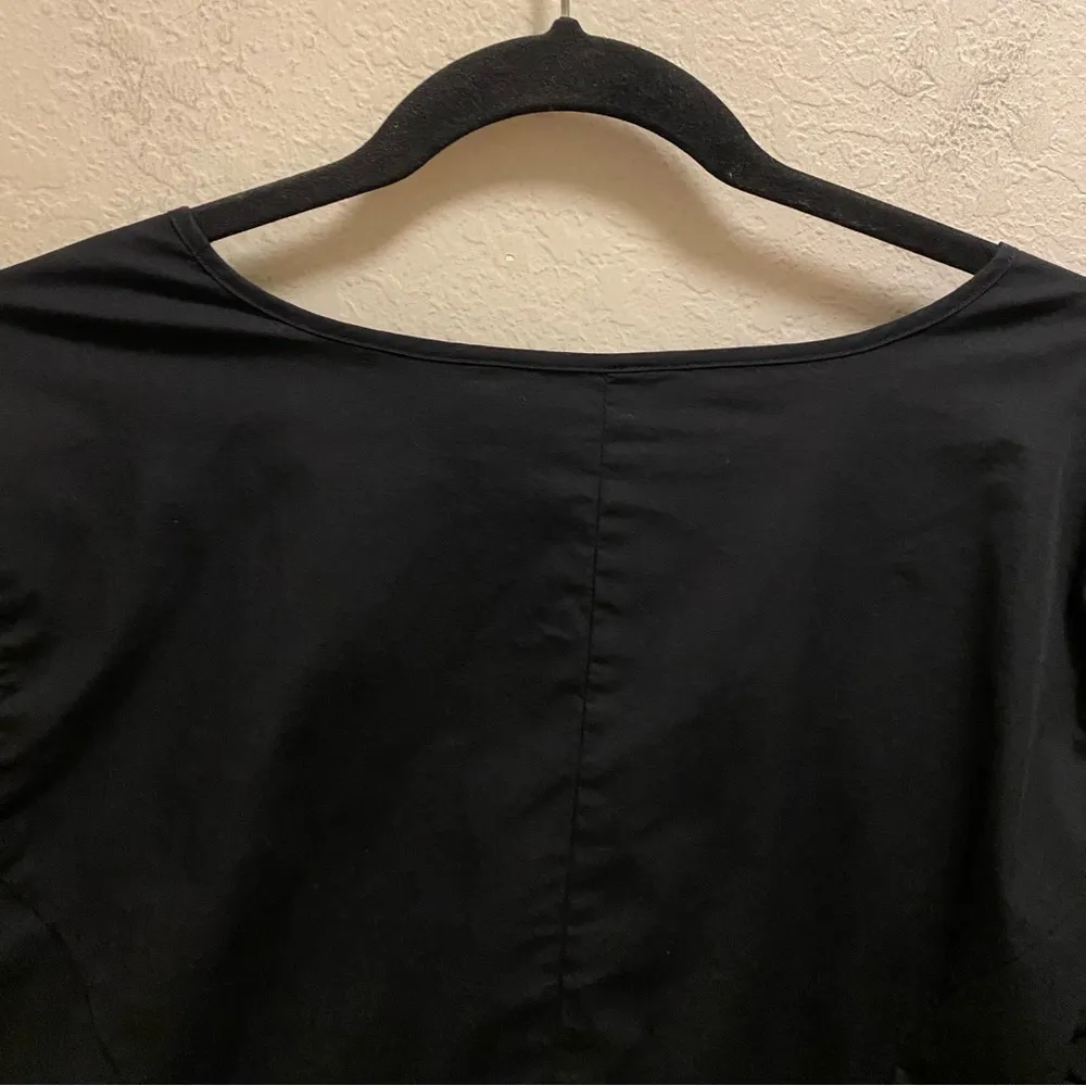 Universal Standard For J. Crew Black V-Neck Poplin Tie Cuff Sleeve Top Size XL - Image 8