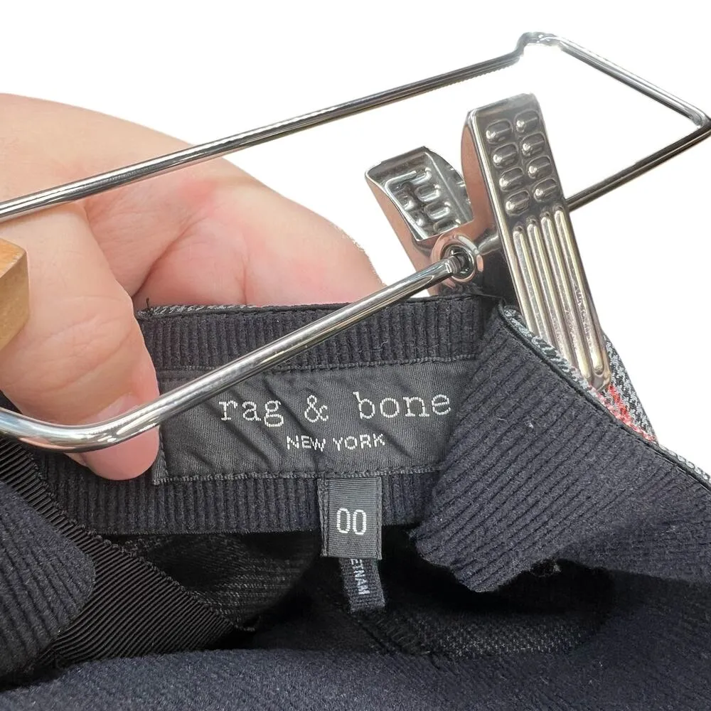 Rag and Bone Simone‎ Check Pant Grey Multi Red Plaid Check Size 00 - Image 10