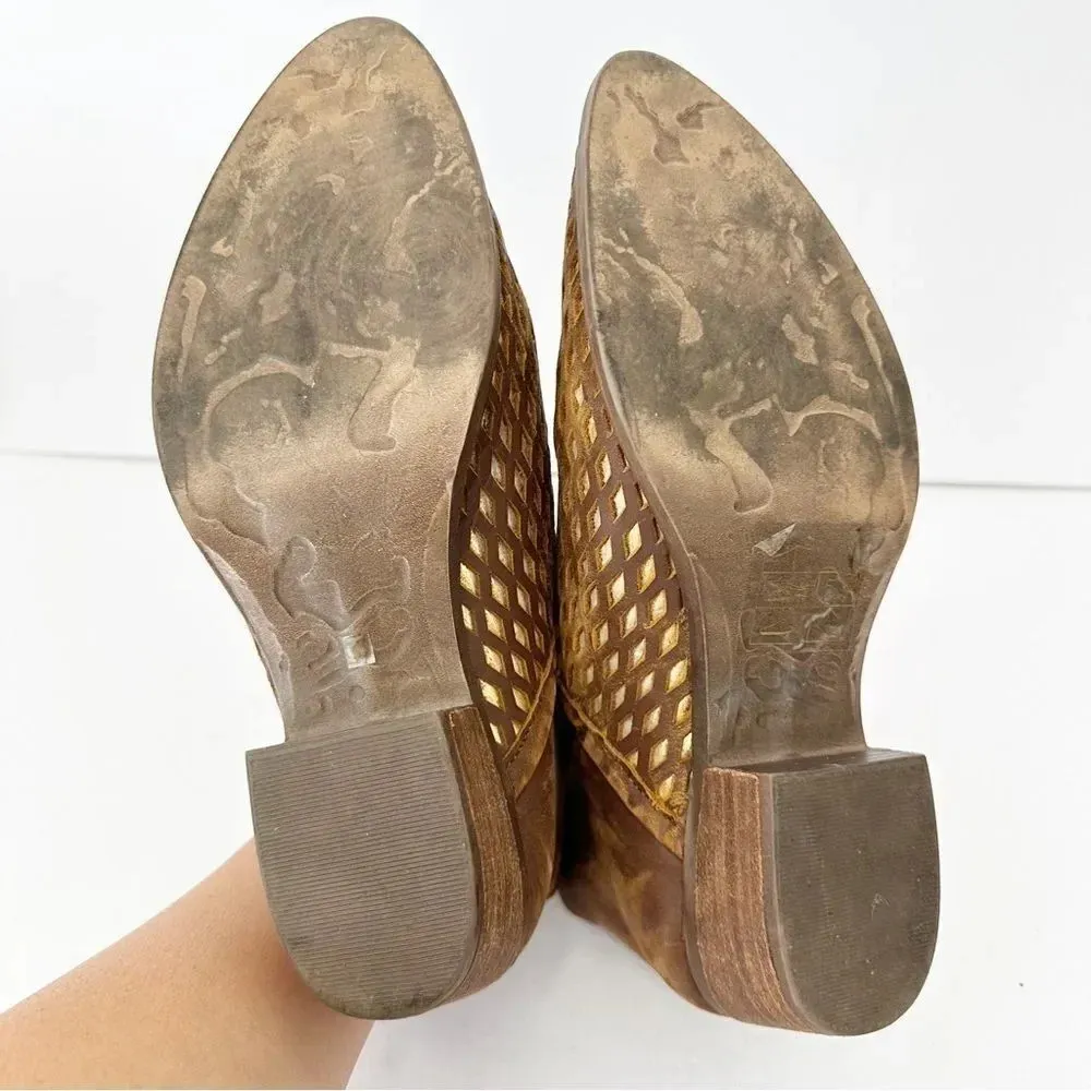 MUSSE & CLOUD Anthro‎ Tan Perforated Leather Bootie Size 7 Festival Boho - Image 7