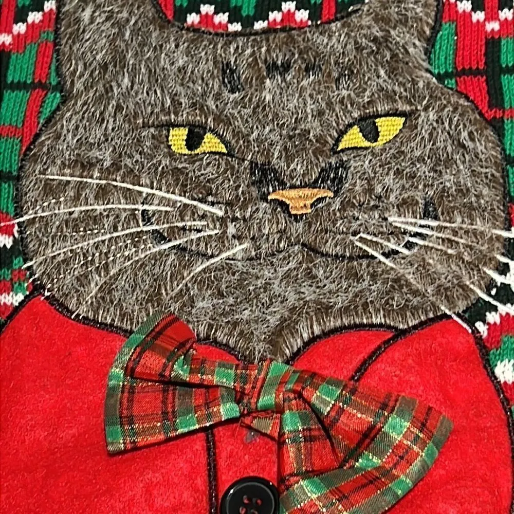 Christmas Ugly Cat Sweater 33Degrees Red Size L - Image 5