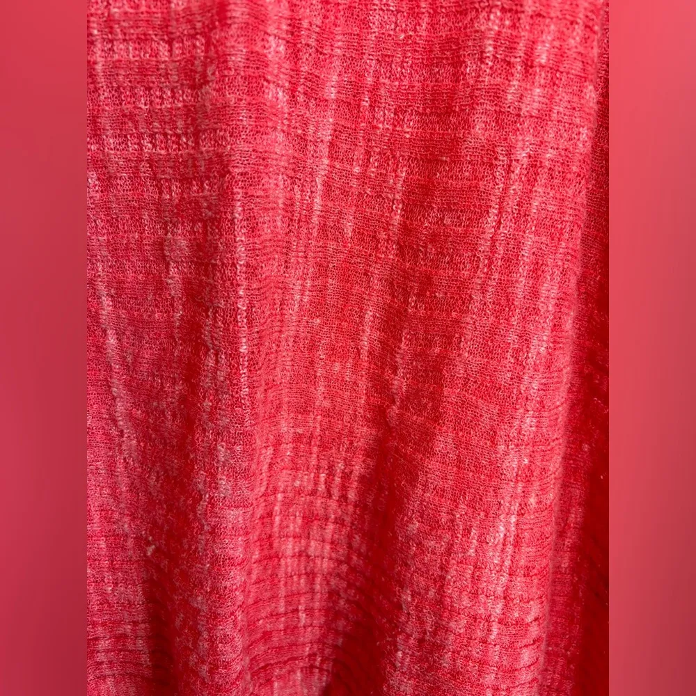 Lafayette 148 Coral Linen Blend Gauze Oversized Bateau Neck Short Sleeve Top S - Image 6