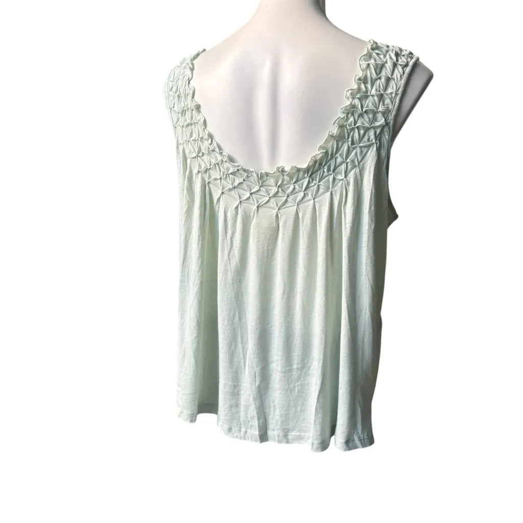 NWT, Maeve Anthropologie Justine Scoop Smocked Tank Top in Mint Green, Sz L Green Size L - Image 6