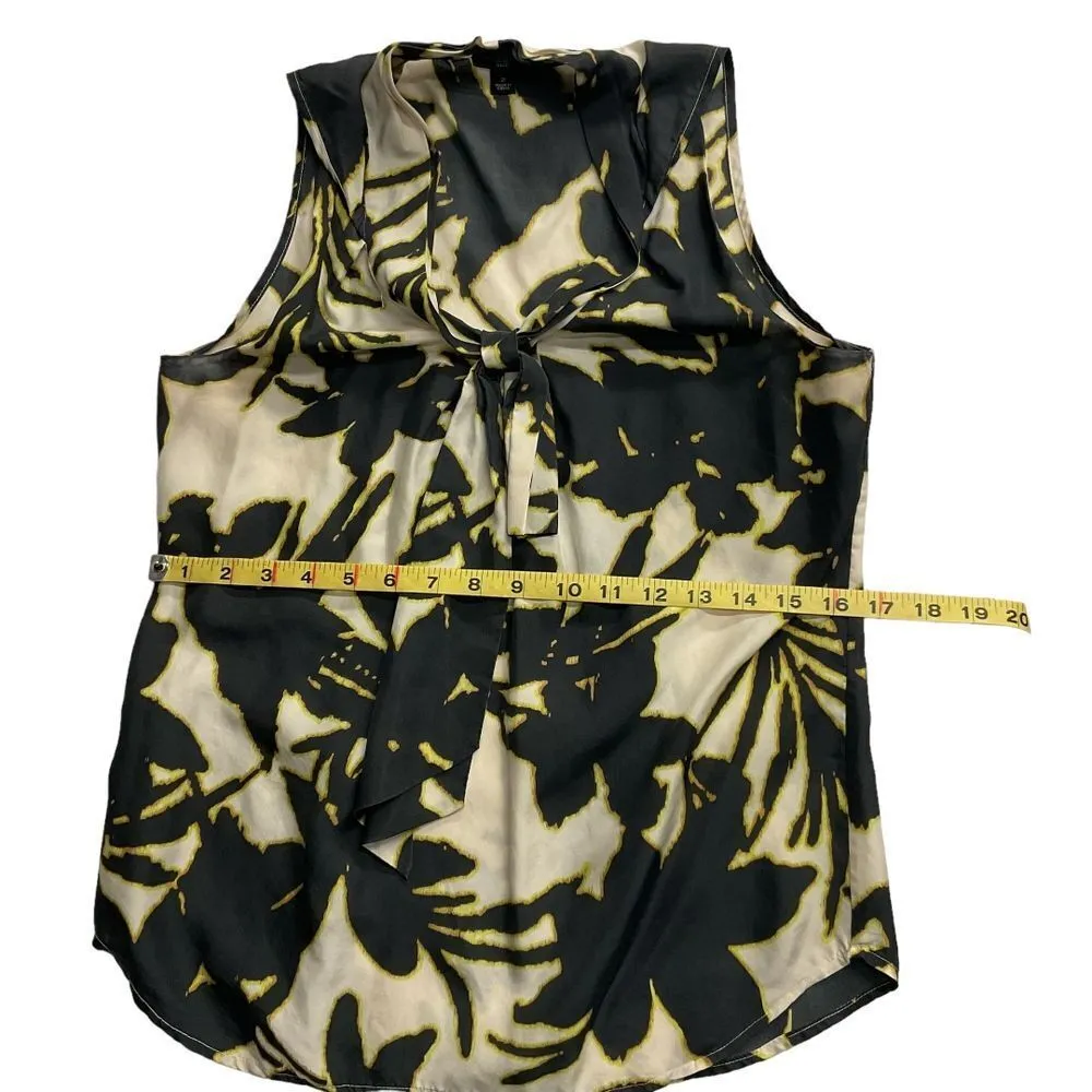 Ann Taylor‎ Women's 100% Silk Floral Tank Top Sleeveless Black Cream Size 2 - Image 7