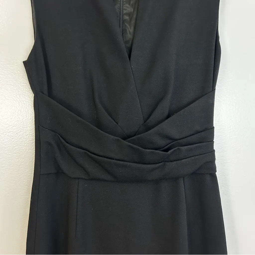 Akris Punto Black Sleeveless Split Neck Sheath Midi Dress Size 4 - Image 4