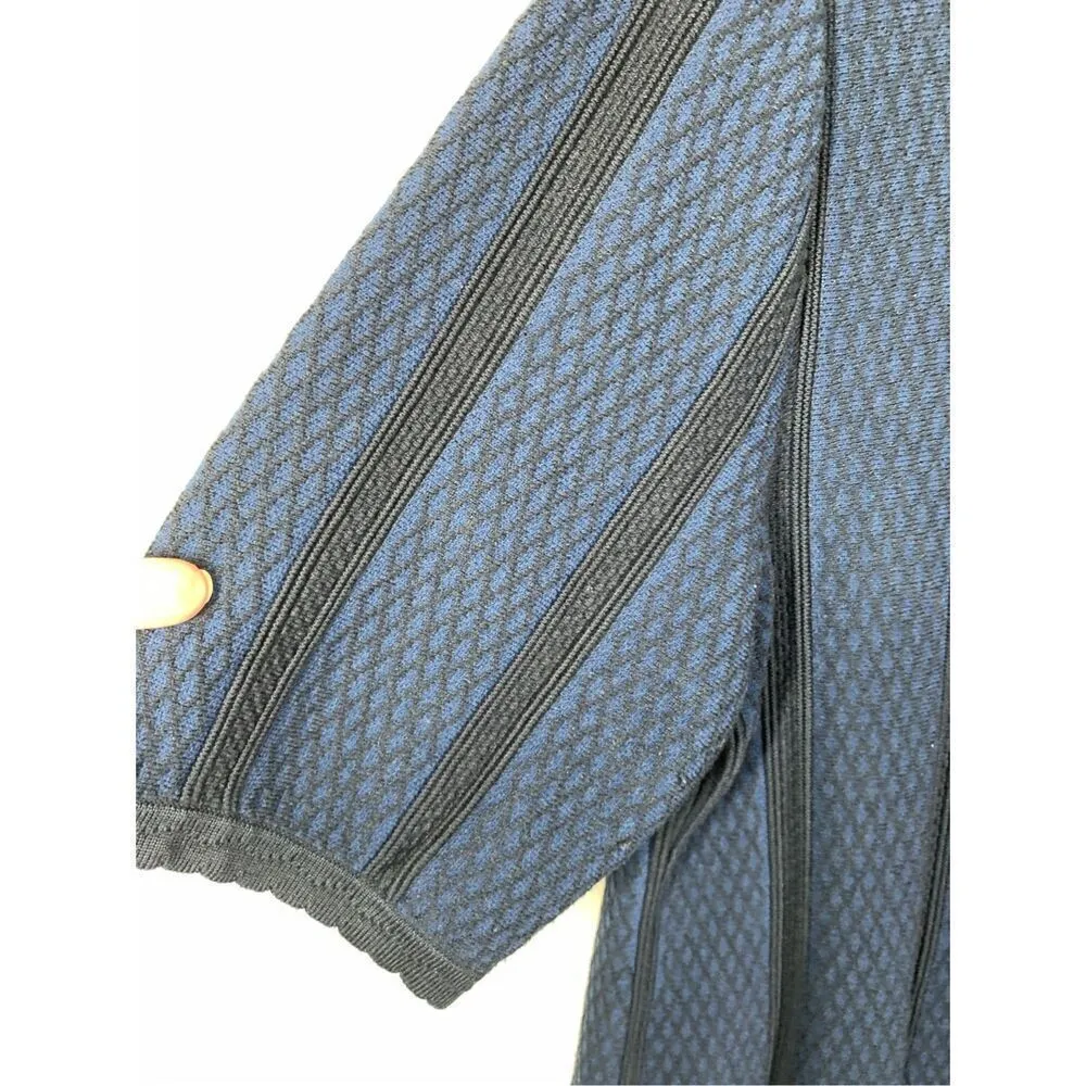 Roz and Ali Women's Knit Geometric Short Sleeve Midi Dress Navy Blue Size 2X - Image 4