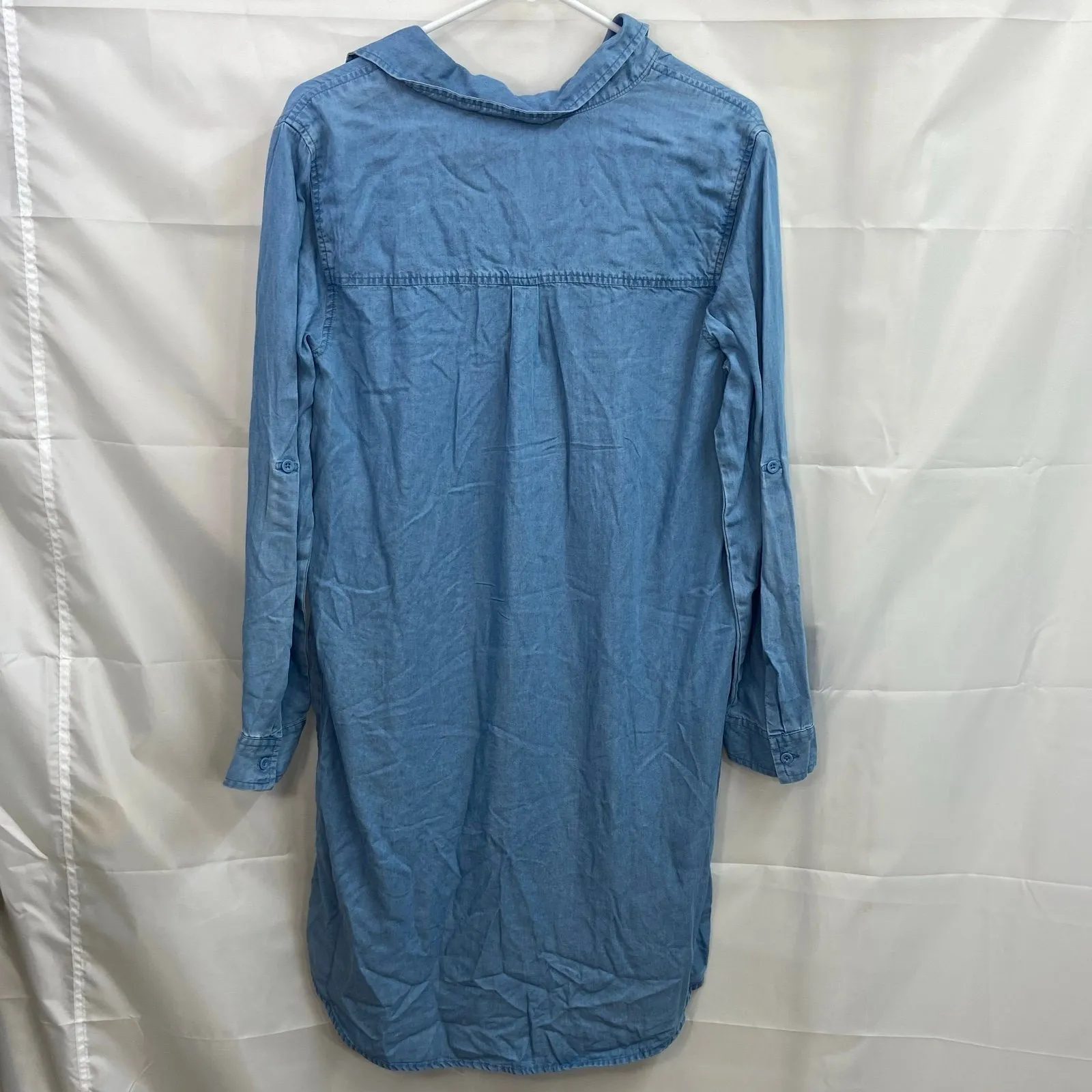 NEW Como‎ Vintage women's light blue denim indigo long sleeve collared dress S - Image 6