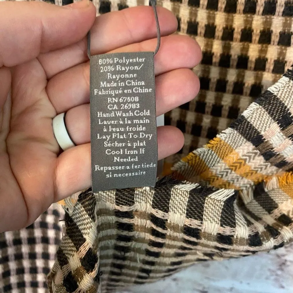 Vince Camuto Womens Black Bright Plaid Check Fringe Scarf One Size NWT - Image 5