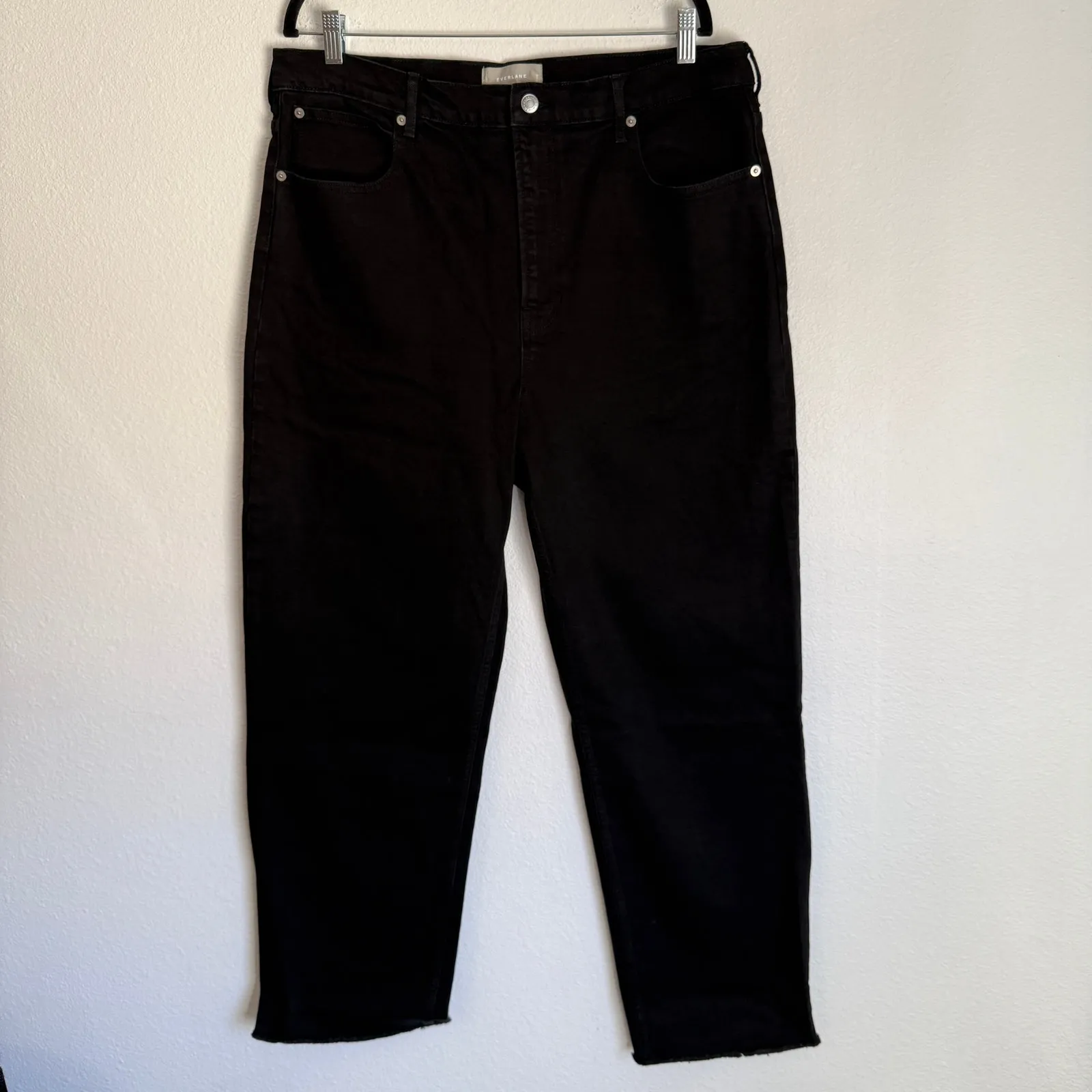 NEW Everlane Sz 33L The Way High Straight Jean in Coal Black Organic Cotton - Image 3
