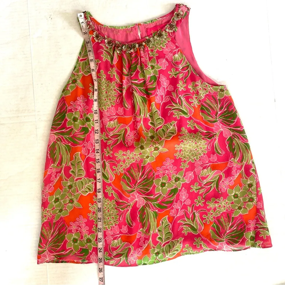 Lilly Pulitzer 50th Anniversary Jubilee Rohan pink silk top Multi Luscious Sz 6 - Image 14