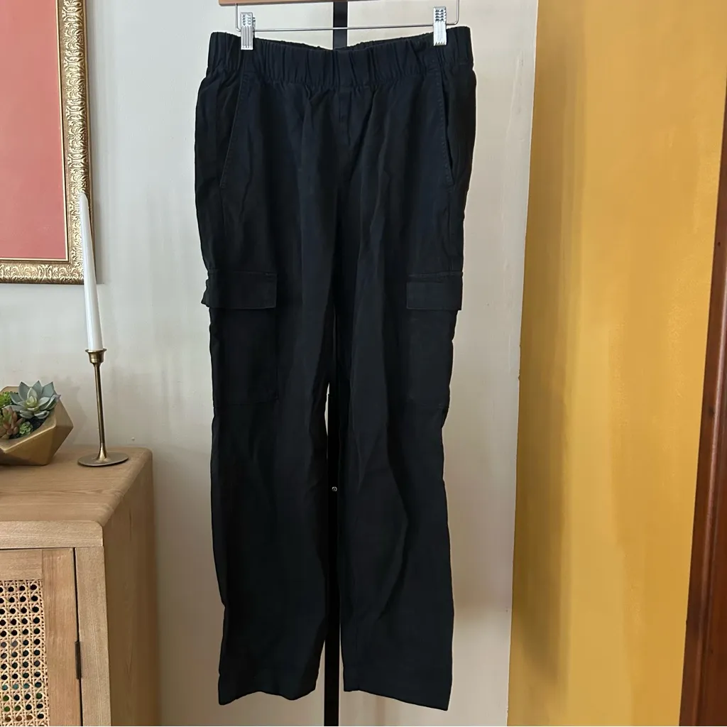 GAP Twill Cargo Pants Black Joggers Elastic Waist Stretch Cotton Lyocell Size S - Image 2