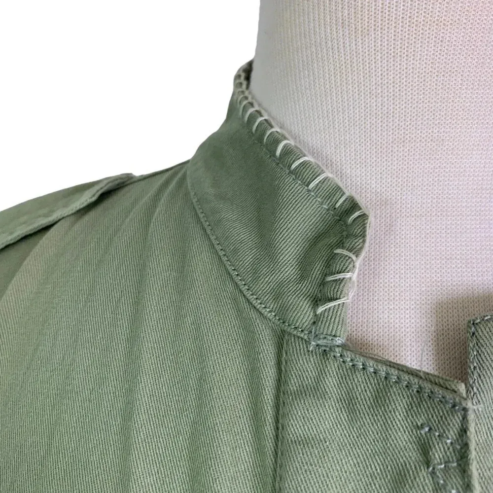 Zara Tassel Pom Crochet Fringe Boho Utility Jacket Green Size XS - Image 10