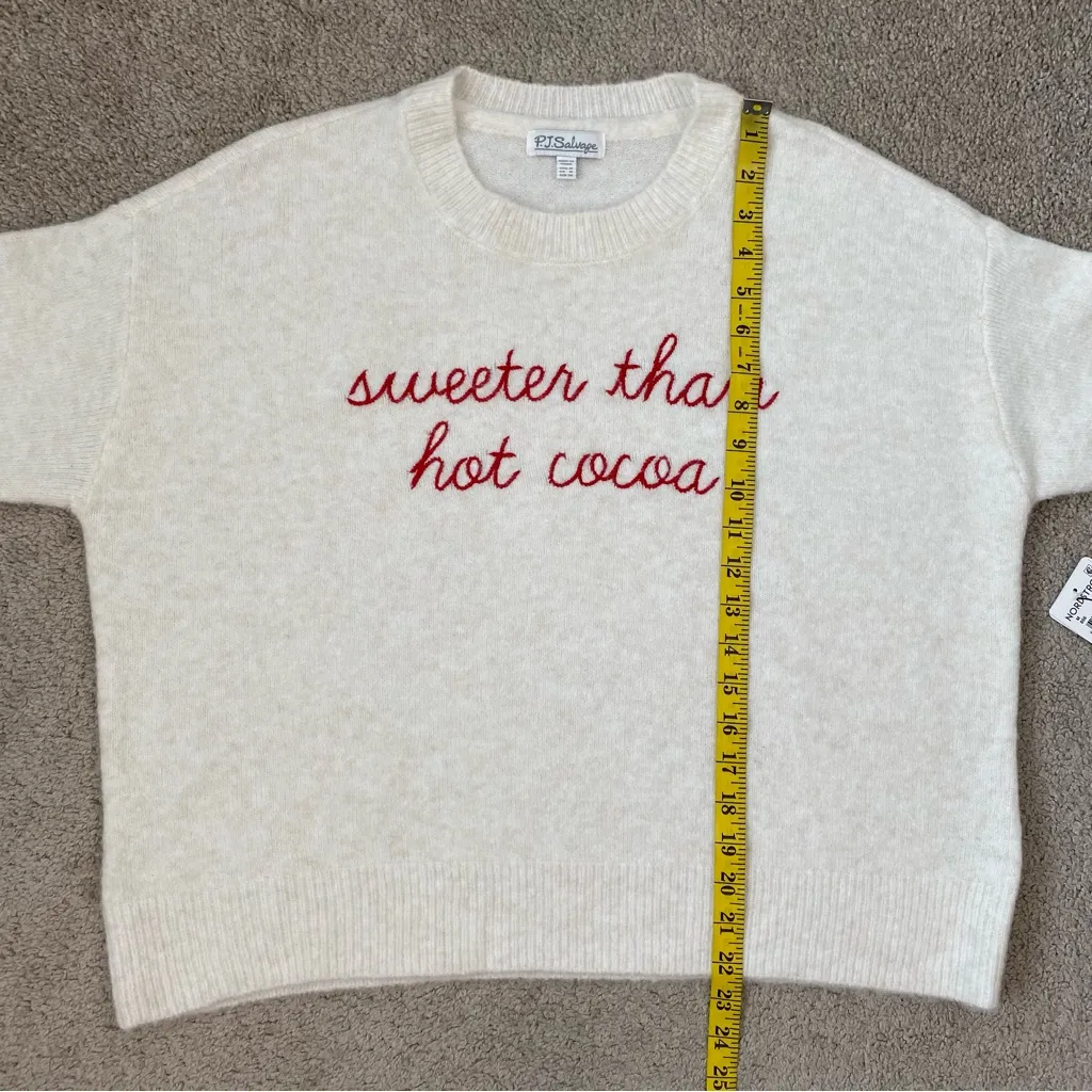 PJ Salvage Sweeter Than Hot Cocoa Sweater Ivory M‎ Red Size M - Image 9