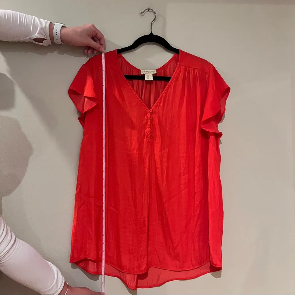 Cynthia Rowley Red Short Sleeve Blouse - Image 4