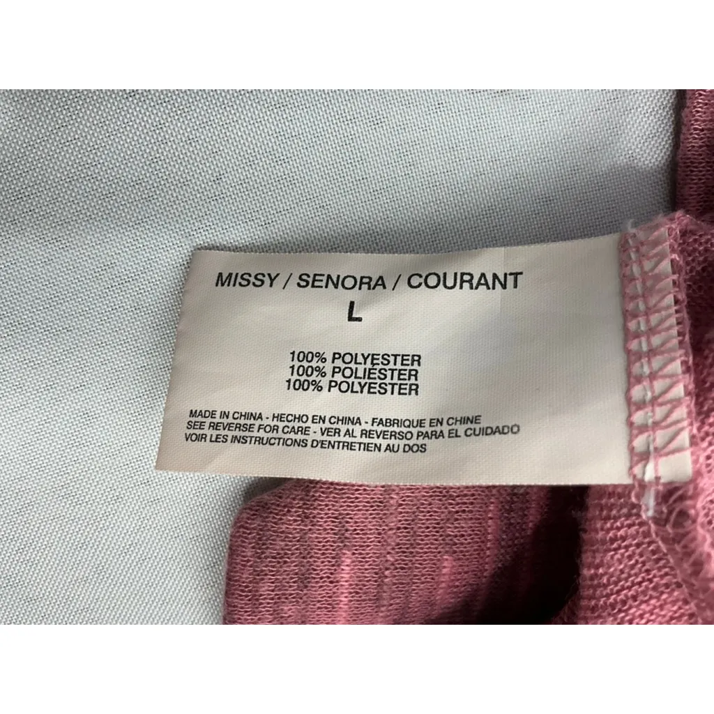 Womans Nine West Vtg America Long Sleeve Pullover Hoodie Large Pink Pockets - Image 4