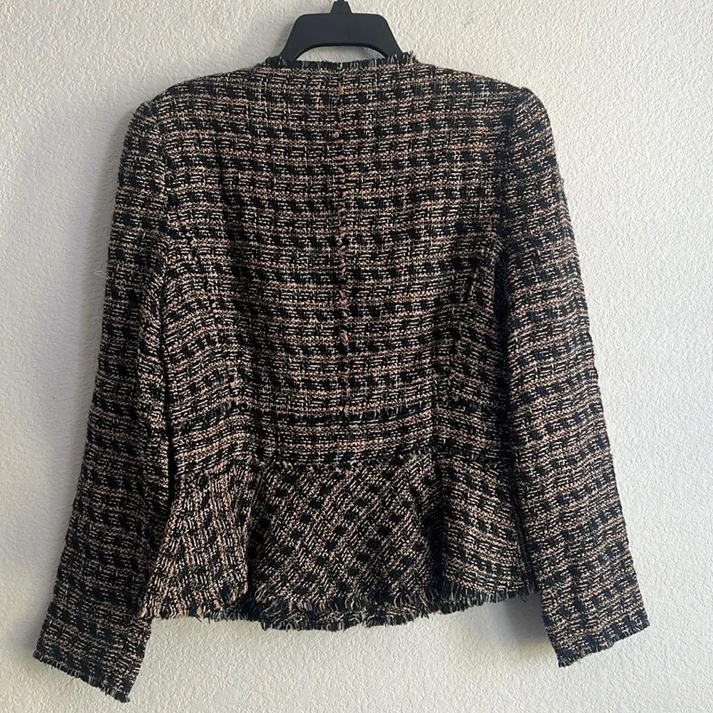 Rebecca Taylor Multi Tweed Ruffle Blazer Jacket, NWT, Size 10 - Image 8