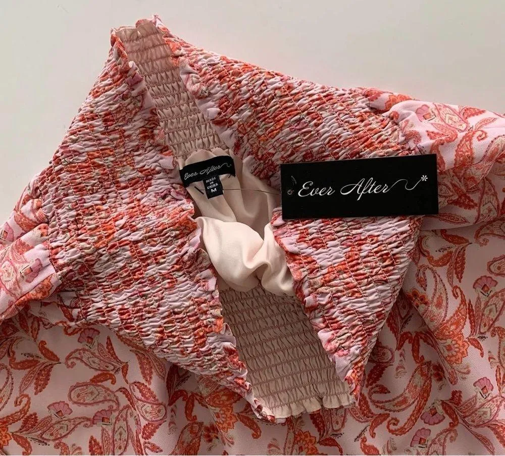 Ever After Mauve Floral Paisley Print Tiered Ruffle Stretchy Mini Skirt Medium Pink - Image 4