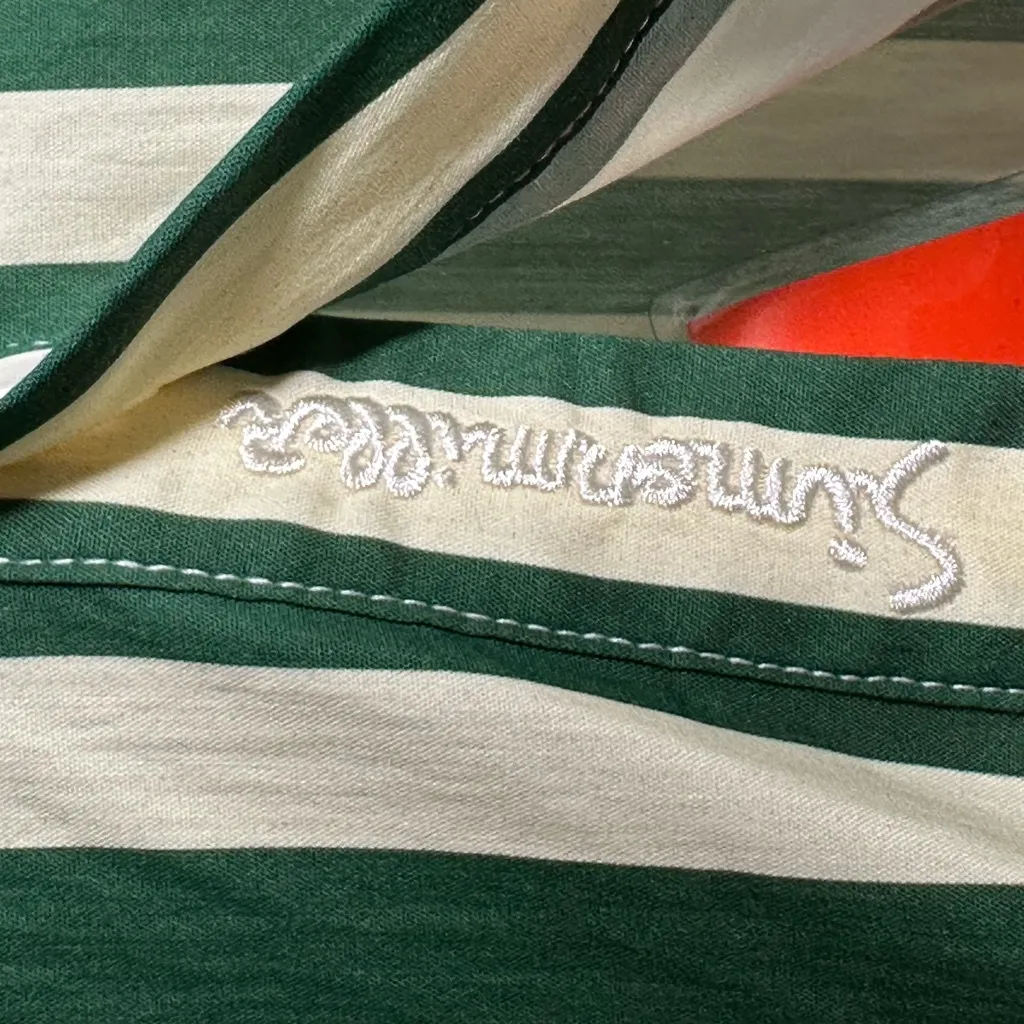 SIMONMILLER Loch Striped Poplin Maxi Shirt Dress Size Large NWT Green - Image 9