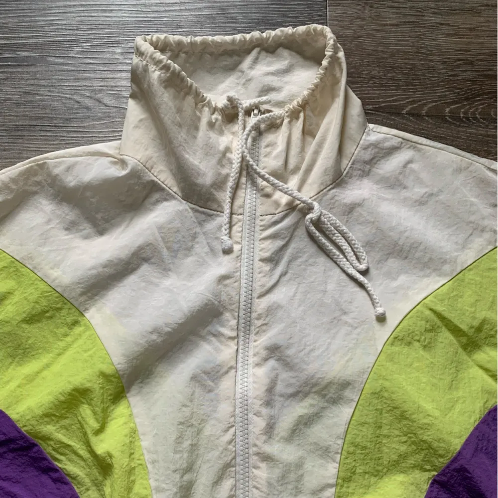 Favlux Fashion White, Yellow and Purple Colorblock Quarter Zip Windbreaker S - Image 3
