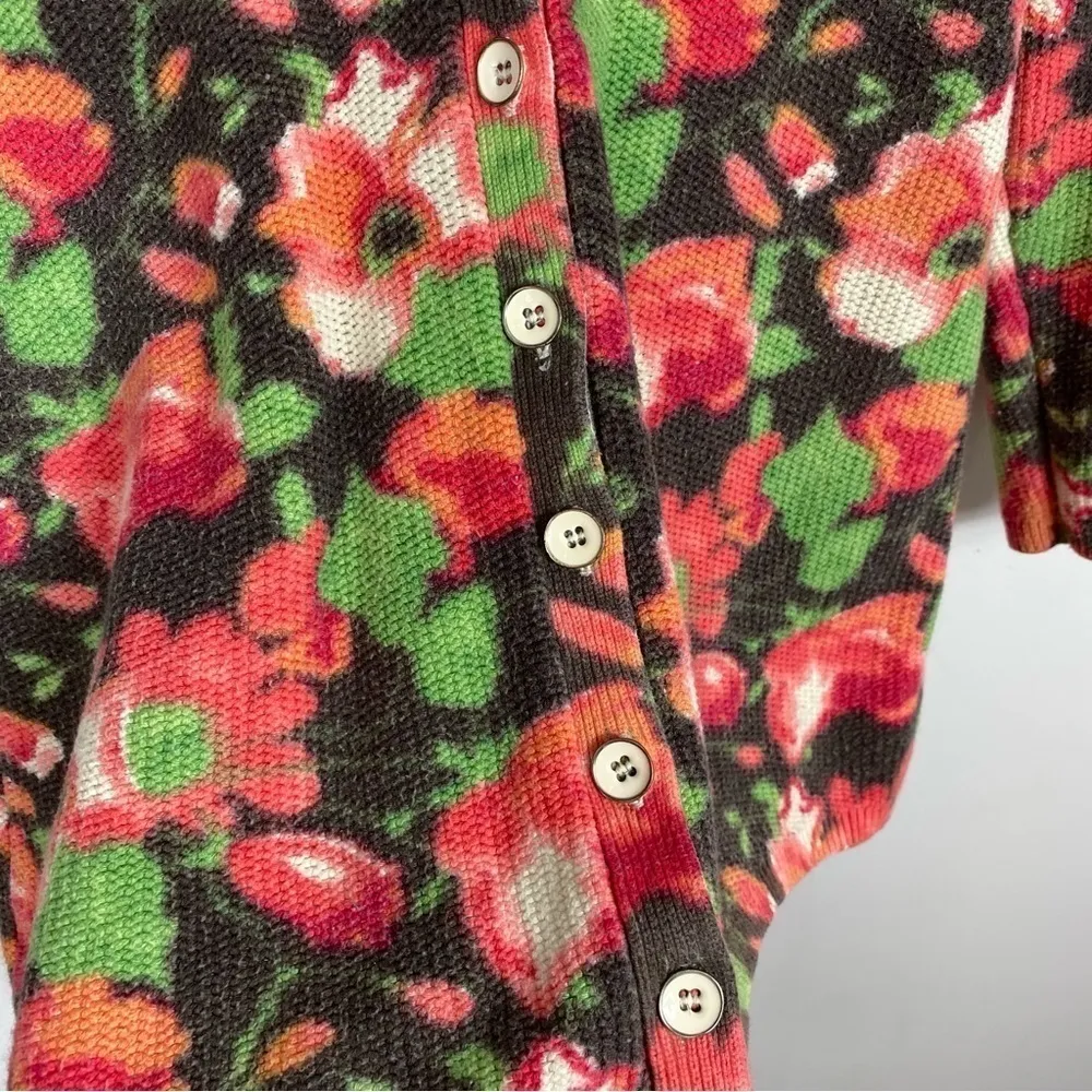 J. Jill Thick Knit Floral Button Front Cardigan - Image 3