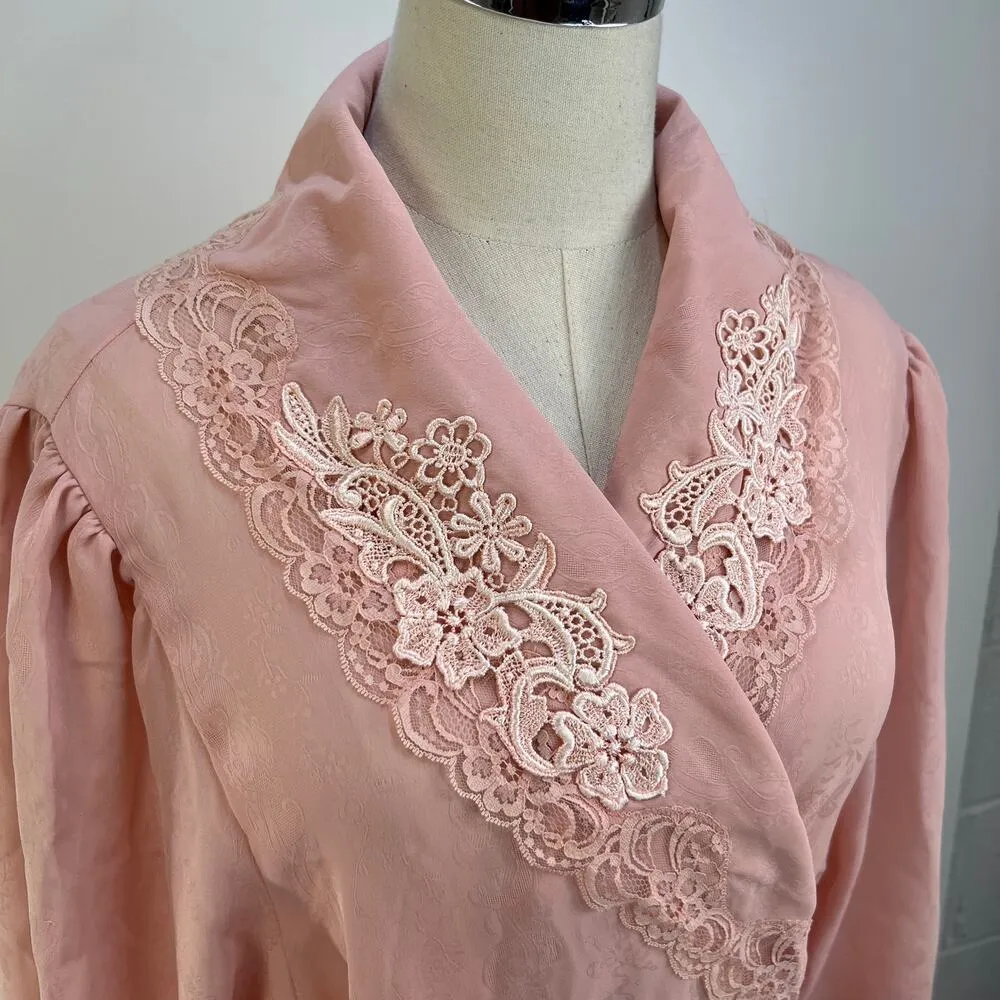 Victoria's Secret Long Pastel Pink Robe Vintage Gold Label - Image 2