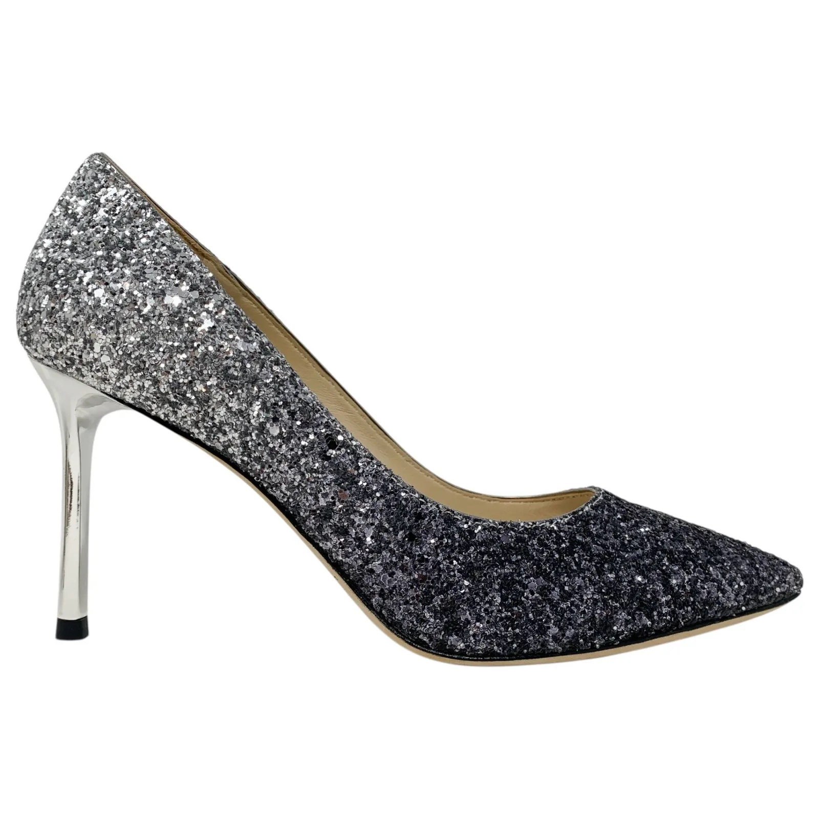 Jimmy Choo Romy 85 Fireball Navy Silver Ombre Glitter Pointed Toe Stiletto Pumps - Image 5
