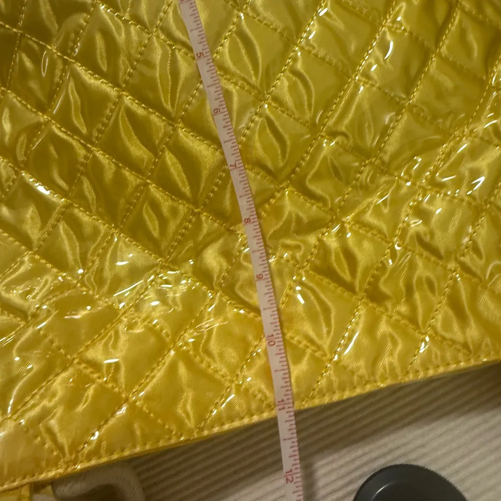 Gabaany Yellow Quilted Tote Bag NWT Patent Shine Rope Handle Y2K Festival - Image 7
