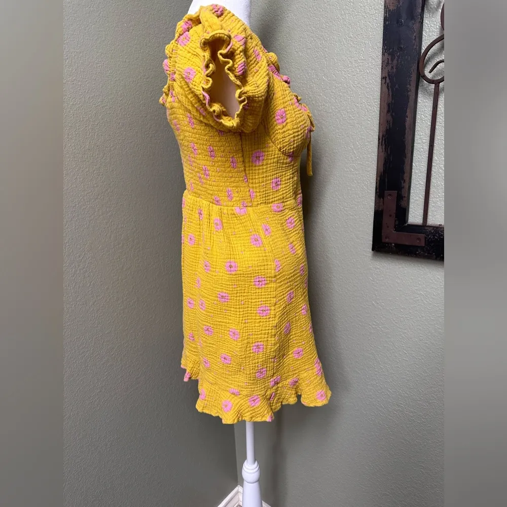mustard & pink floral mini dress - Image 5