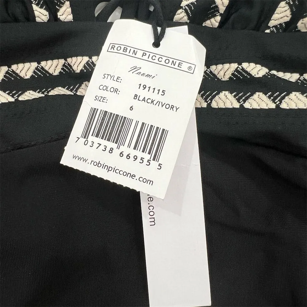 Robin Piccone Naomi One-Piece Swimsuit Black Chevron Strappy Back Size 6 - Image 2