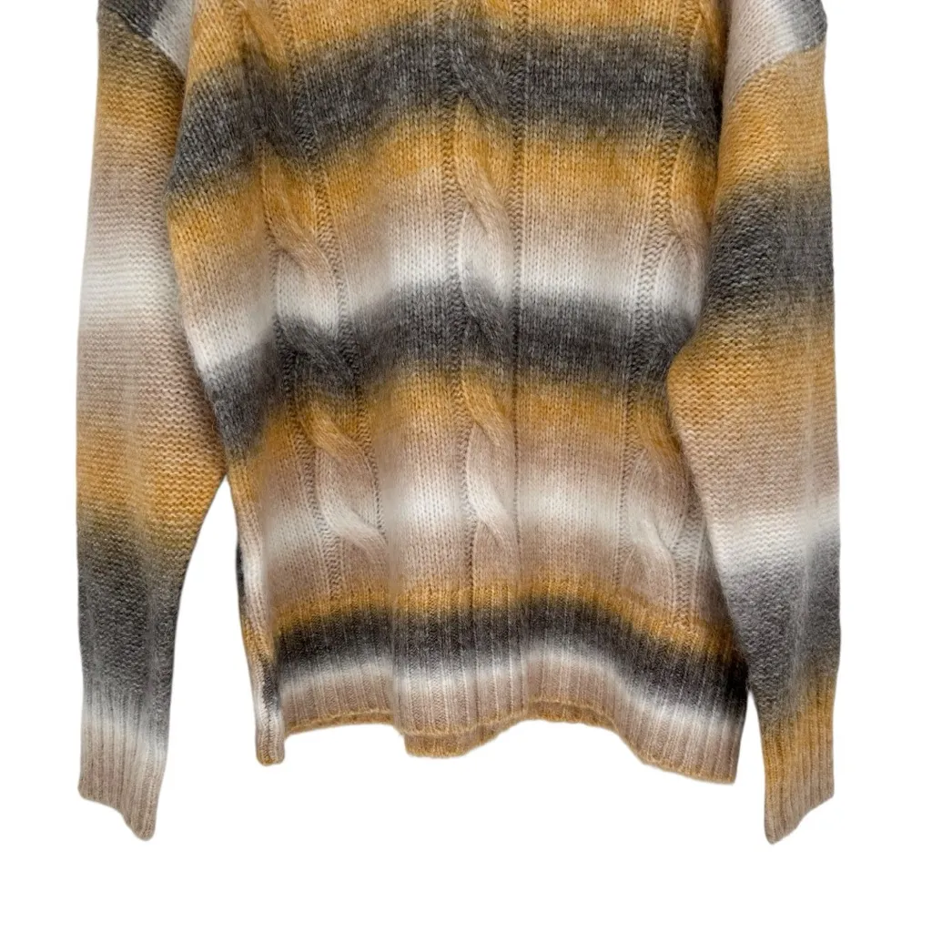 And The Why Striped Fuzzy Sweater size 1X/2X NWT Long Sleeve Grey White Yellow Gray - Image 6