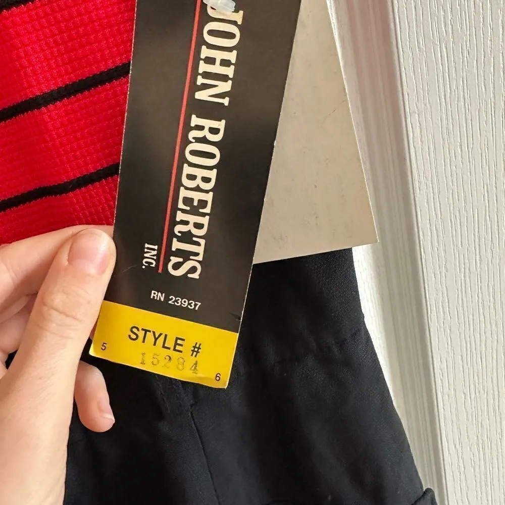 New John Roberts size 6 vintage 80's 90's red stripe & black button maxi dress - Image 7