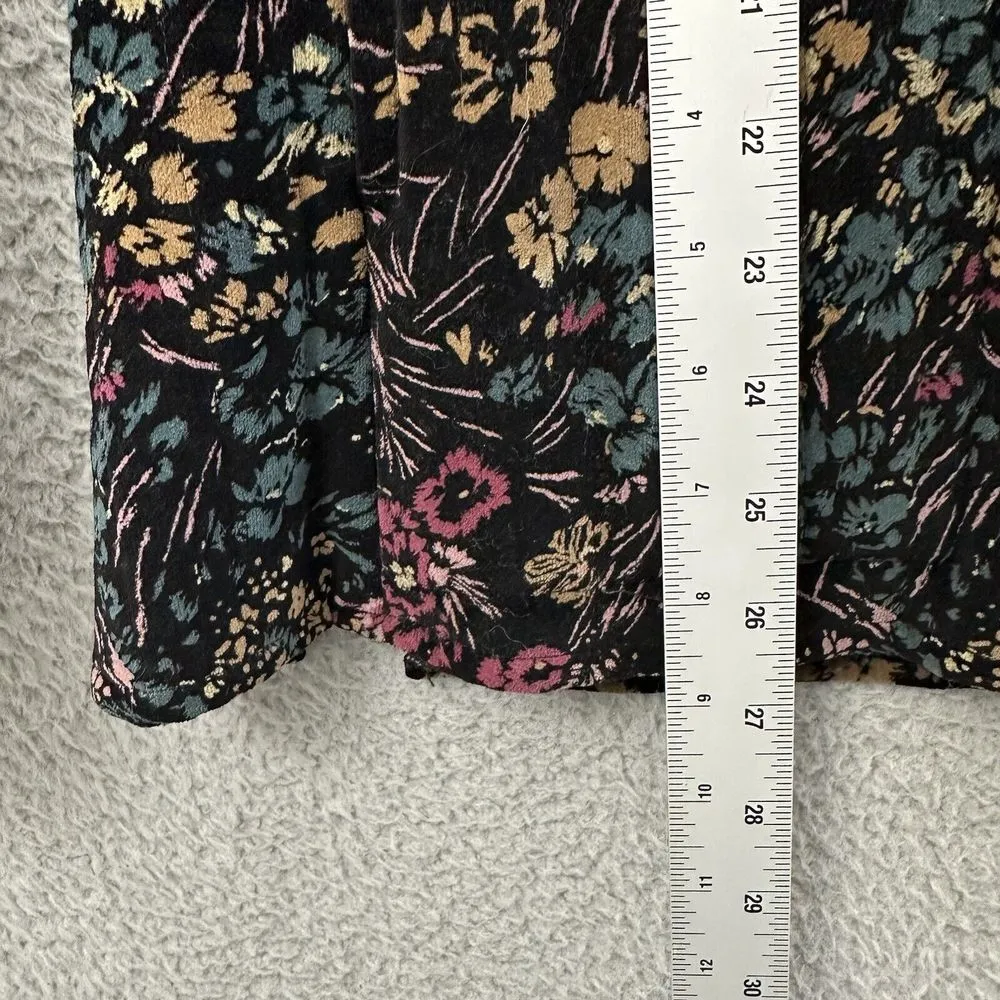 Unbranded Quilted Velour Floral Print Jacket Mandarin Dark Boho Flower Women's S Black - Image 8