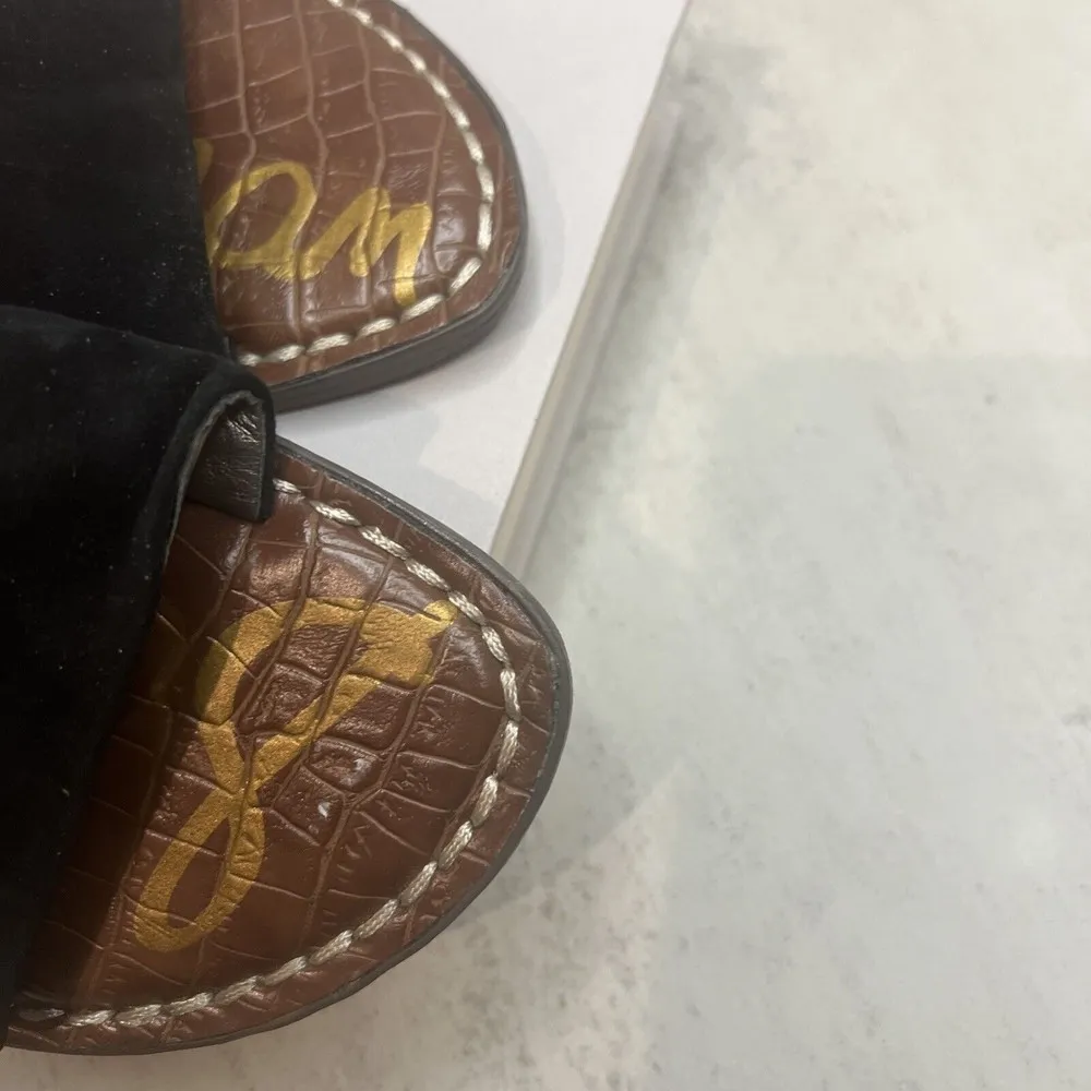 Sam Edelman Gala Slide Mule Black Suede  Two Strap Flat Slip On Sandals 5 - Image 3