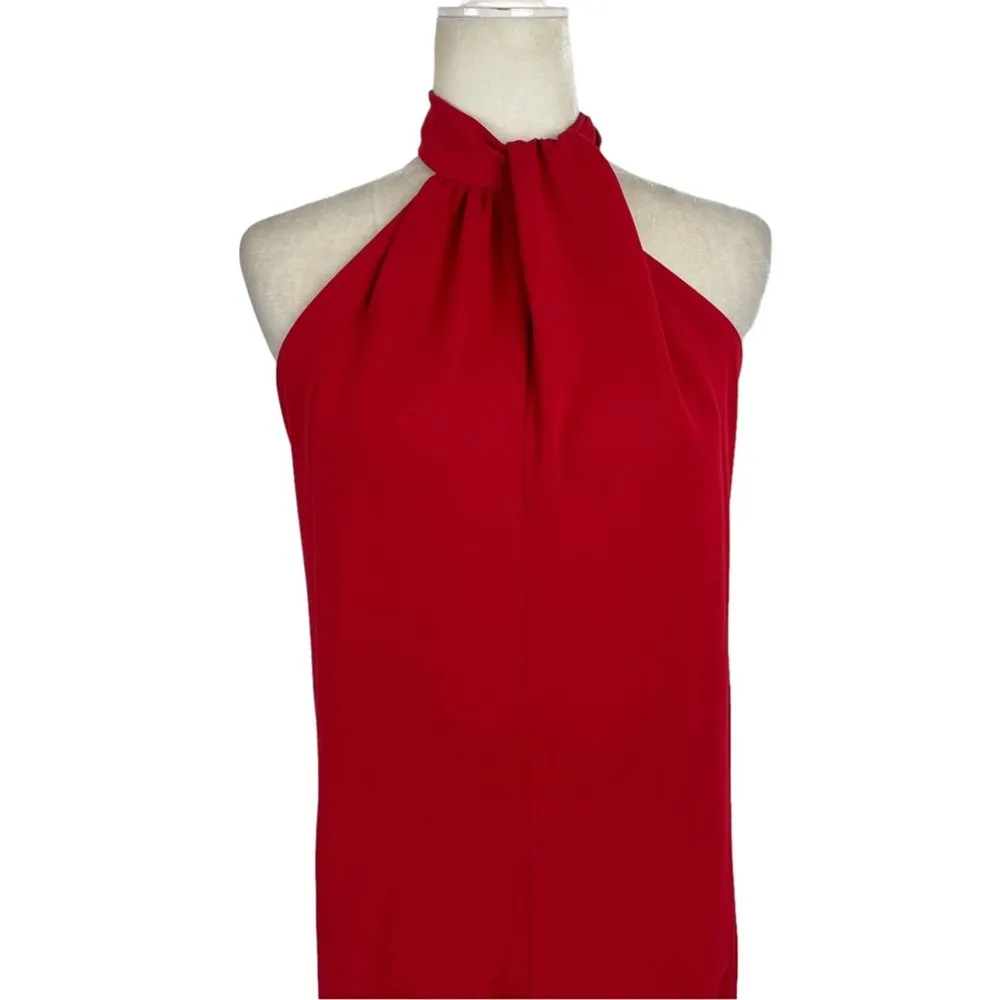 ZARA Halter Neck Jumpsuit Red Open Back Wide Leg Blogger Favorite Size XS - Image 7