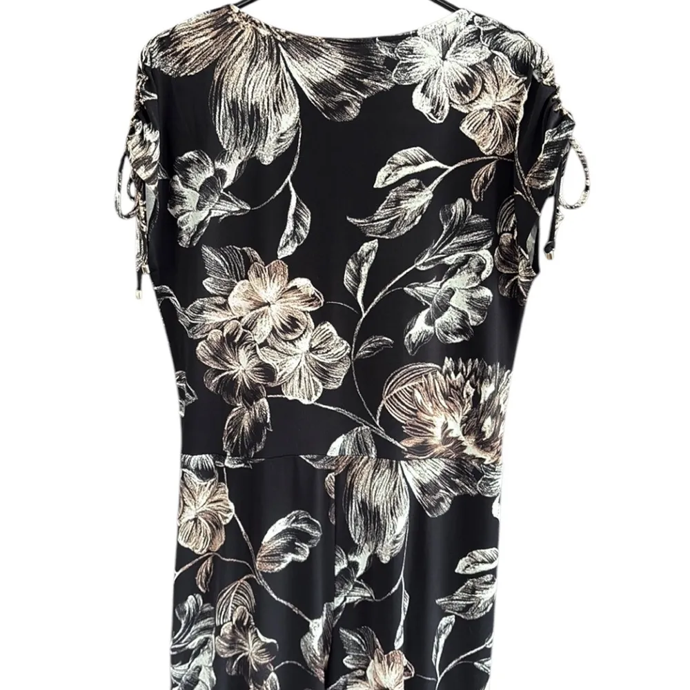 NWT White House Black Market Surplice Stretch Jumpsuit Black Floral Size 12 - Image 11