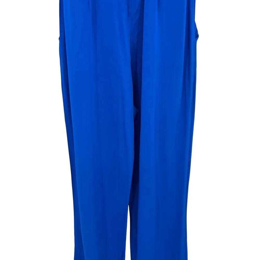 Karina Grimaldi Silvia Solid Jumpsuit Sleeveless Open Back‎ Blue Size Small - Image 12