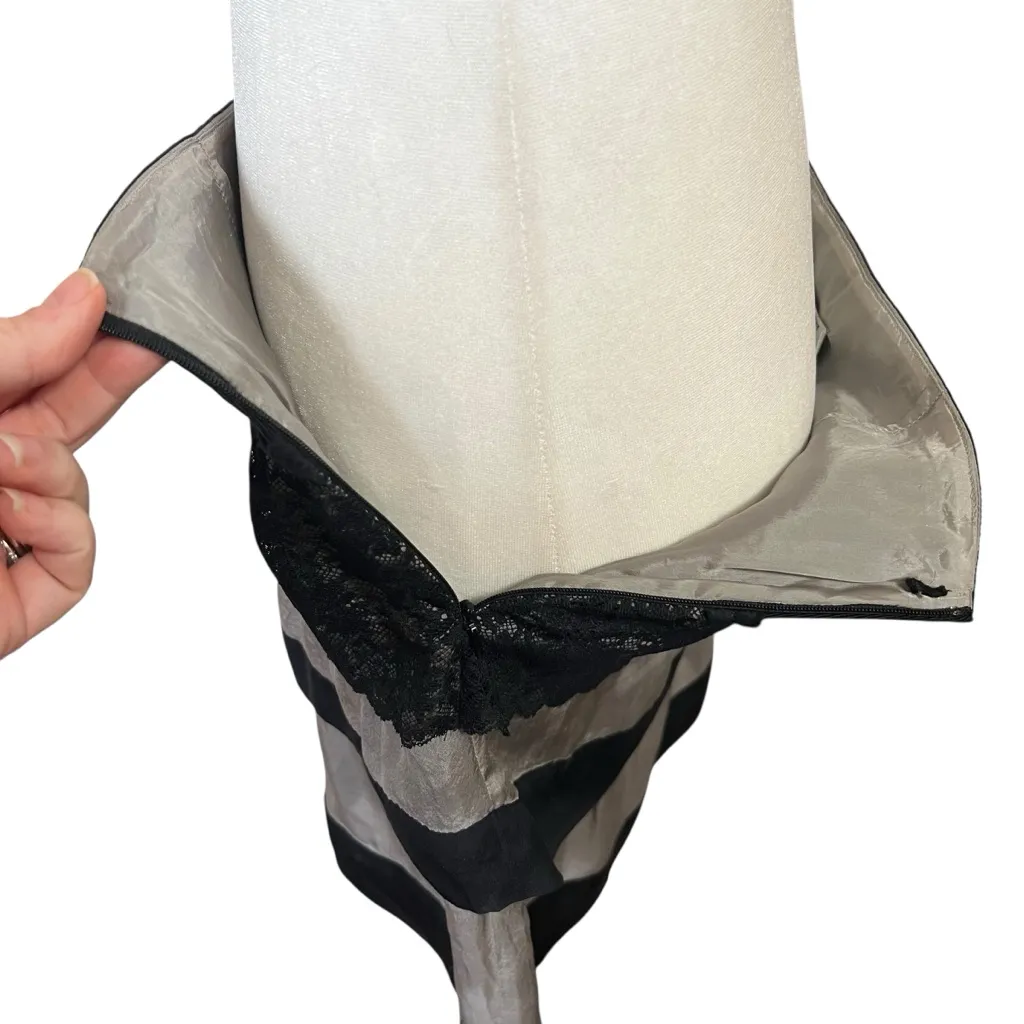 VTG Philosophy Di Alberta Ferretti Silk Lace Tiered Skirt Black Gray Sz 4 Y2K - Image 6