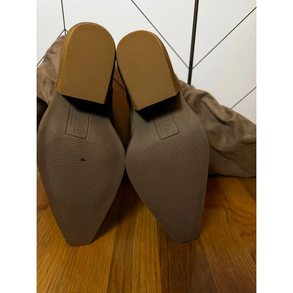 Charles by Charles David Womens 9.5 Beige Suede Knee High Slouchy Heeled Boots - Image 6