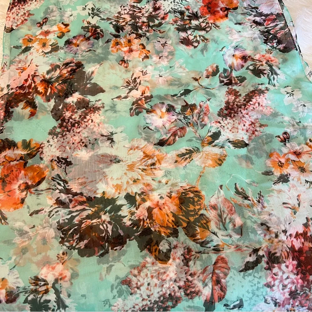 Floral Infinity Scarf Multicolor Lots of flowers Sheer Spring Easter - Image 6
