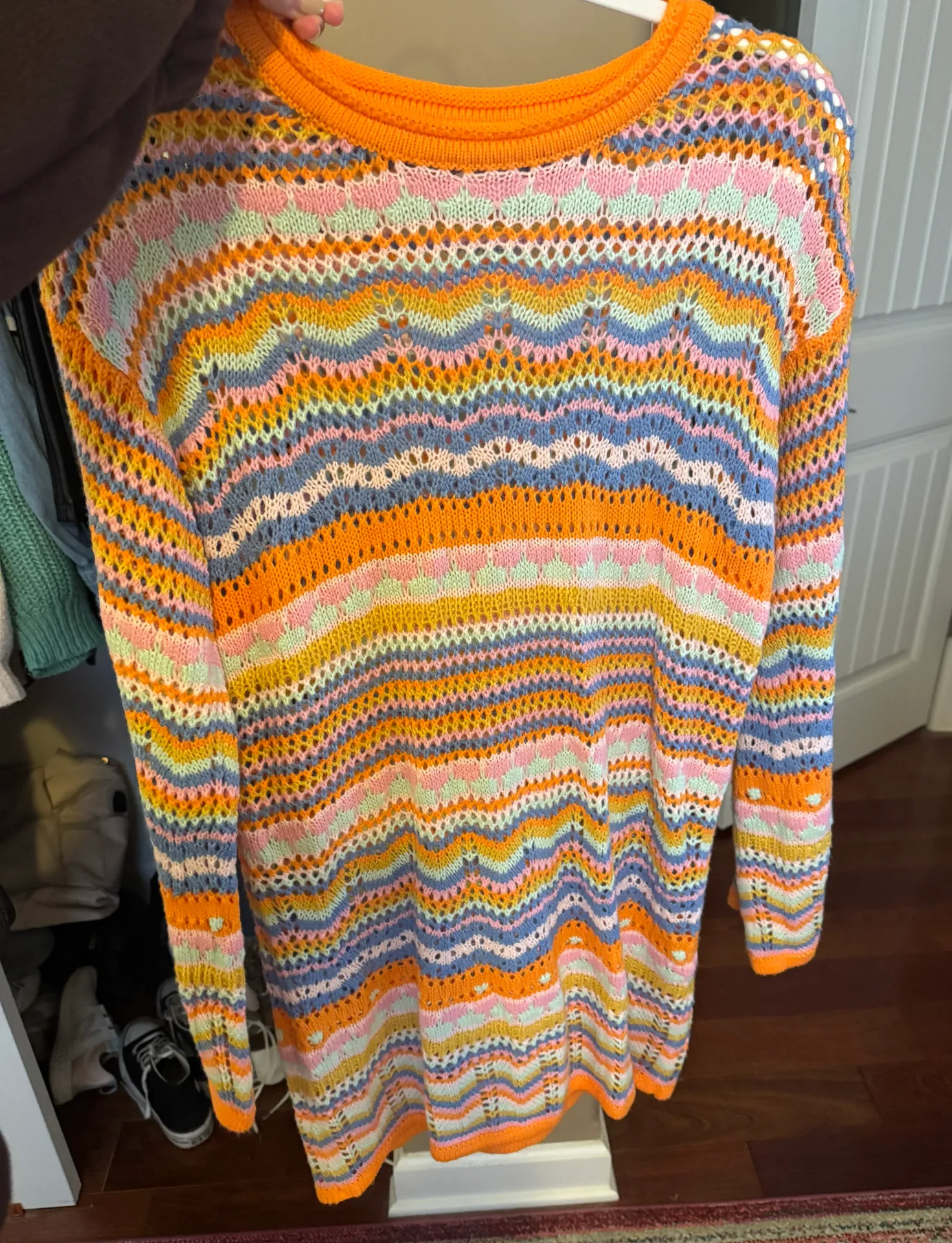 Crochet Long Sleeve Sweater Dress Multiple Size M - Image 2