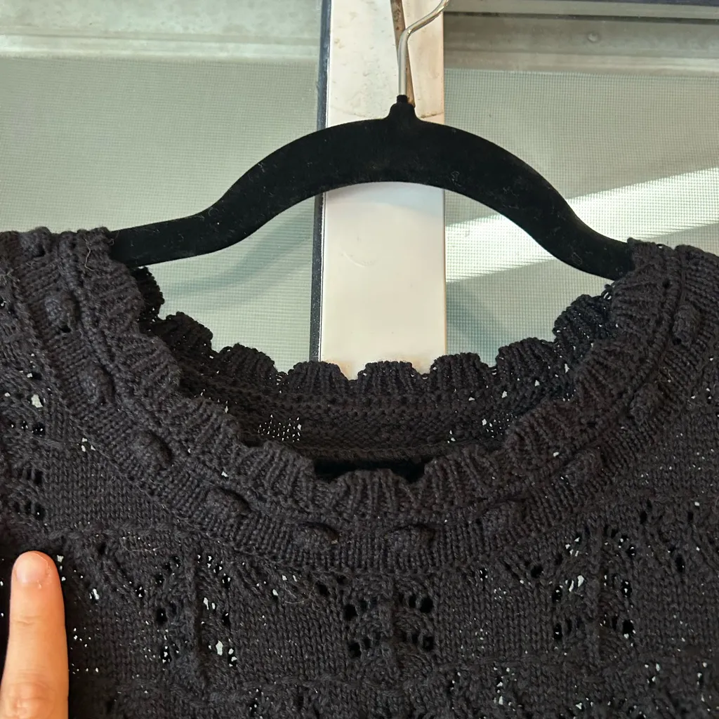 By Anthropologie Pointelle black Sweater Tee - Image 8