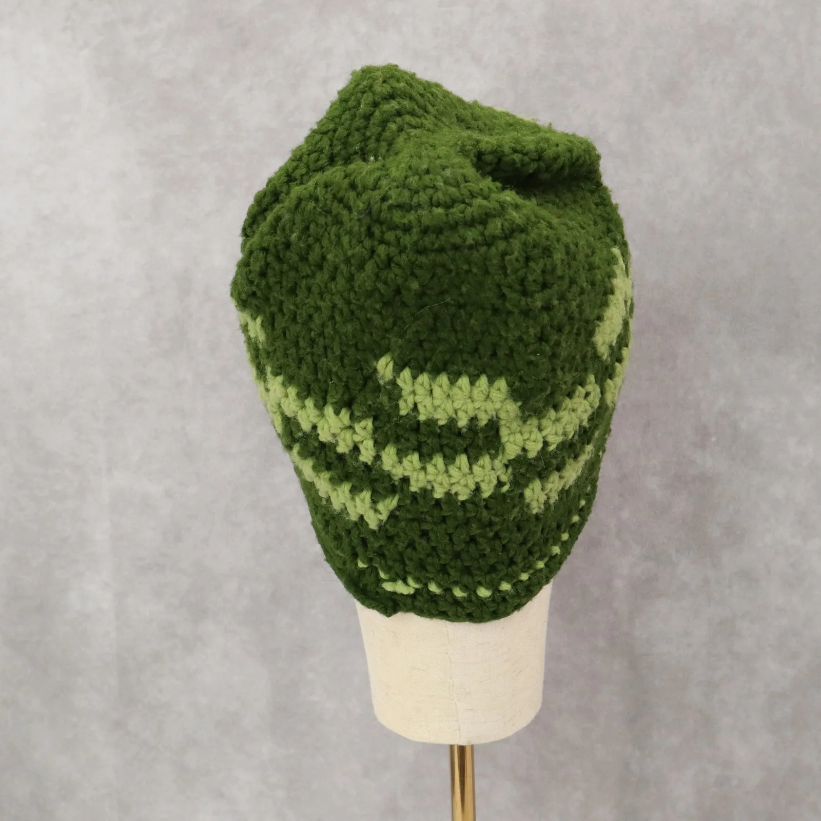 Green Cable Knit‎ Y2K Vintage Hippy Cottage Boho Skater Bucket Beanie Cap Hat - Image 4