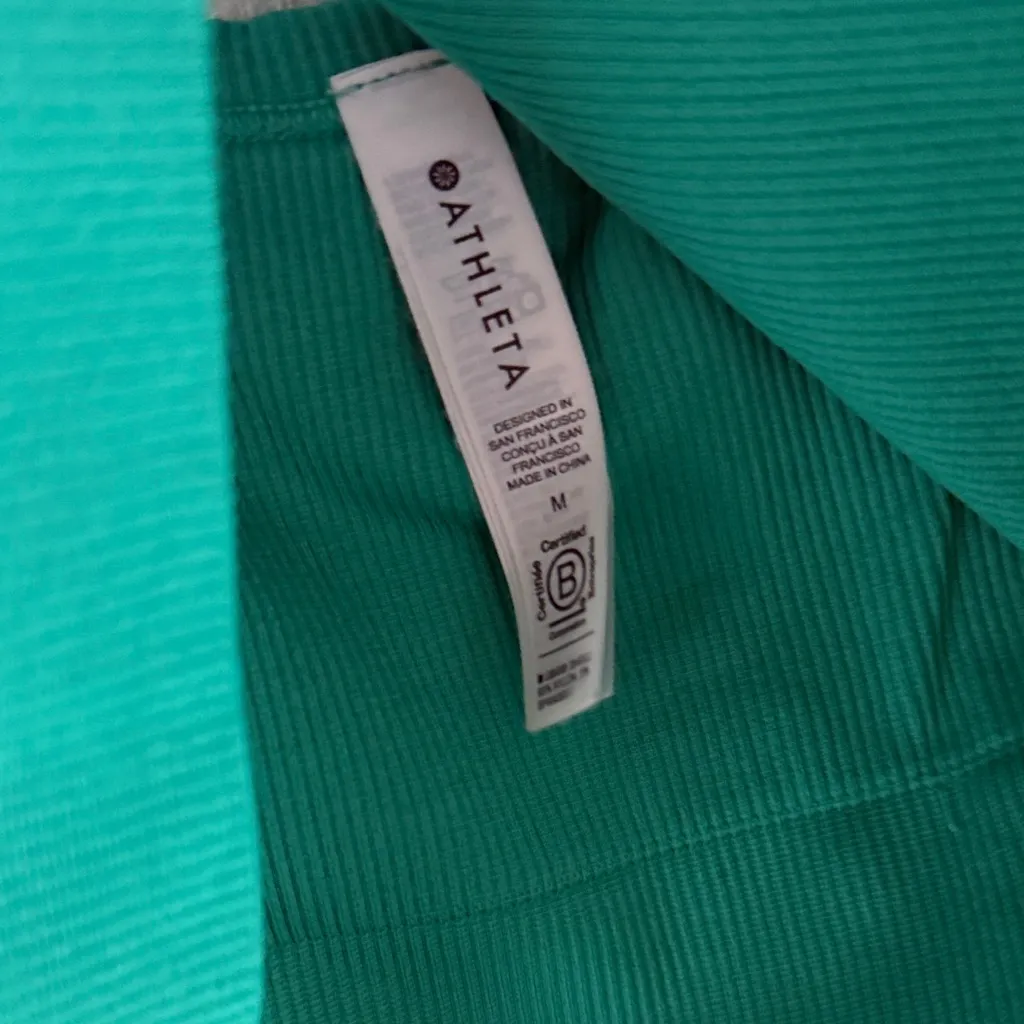 Athleta Aurora Seamless Crop Polo Tank Athleisure Green Ribbed Medium - Image 6