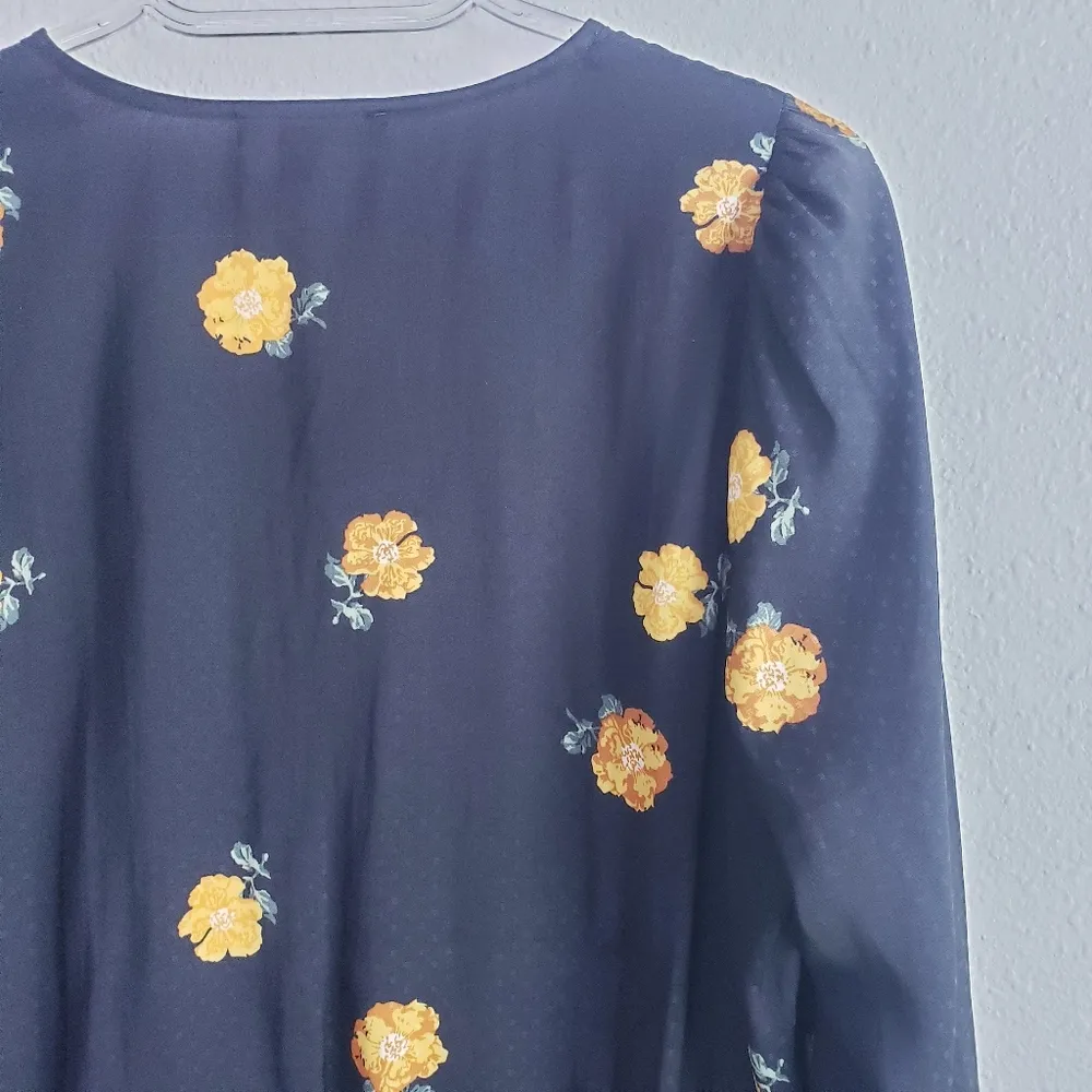 Madewell Bubble Sleeve Mock Wrap Floral Blouse - Image 8