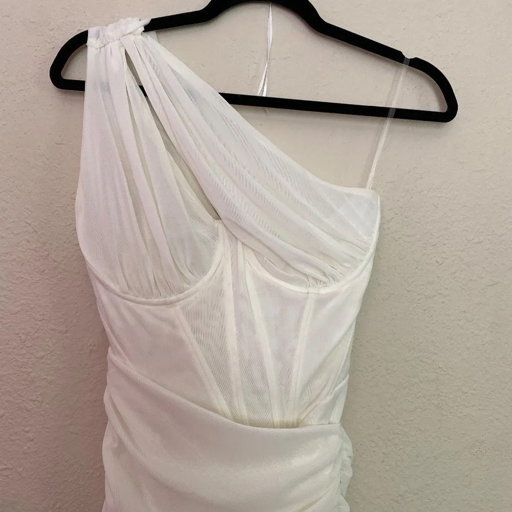 HOUSE OF CB   'Valentina' Ivory white Asymmetric Cutout Midi Dress NWOT Size S‎ - Image 9